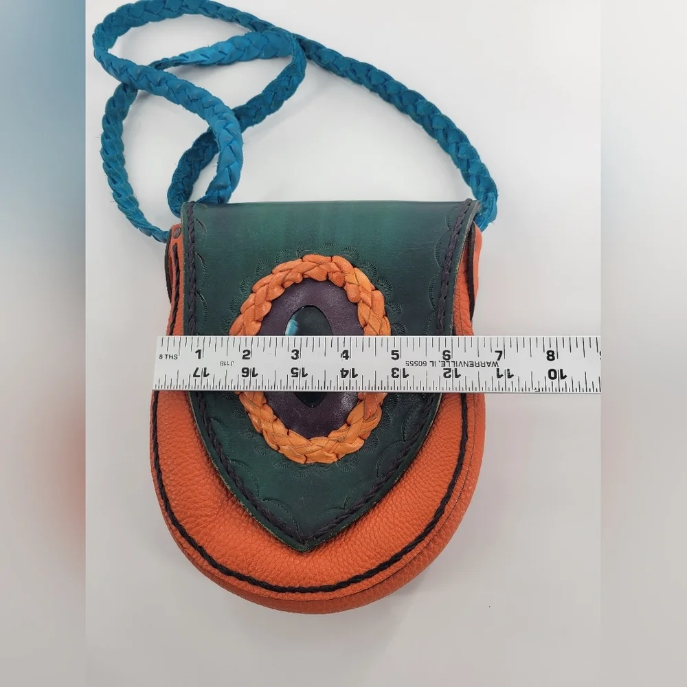 WILDERNESS Multicolor Leather Crystal Gypsy Boho Hippie‎ Festival Crossbody Bag